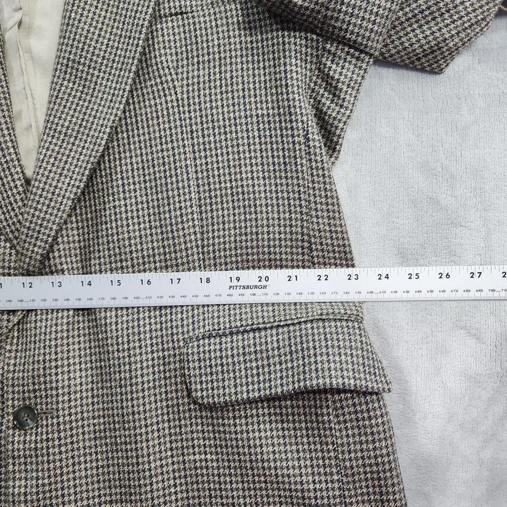 Vintage New England Collection Sport Coat Men 46L Brown Houndstooth Tweed Blazer